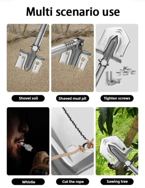 مجرفة تخييم قابلة للطي متعددة الأدوات – أداة بقاء قوية للرحلات والطوارئ