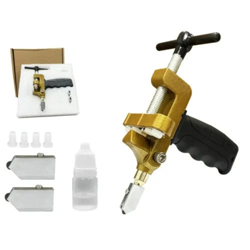 قاطع الزجاج والسيراميك 2 في 1 بعجلة ألماس – أداة يدوية احترافية