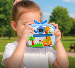 كاميرا فورية للأطفال بطباعة حرارية – كاميرا أمامية وخلفية بجودة عالية + فيديو + شاشة – أزرق ووردي lp